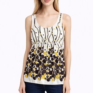 Maurices Women's Sleeveless Blouse - White, Brown, and Yellow